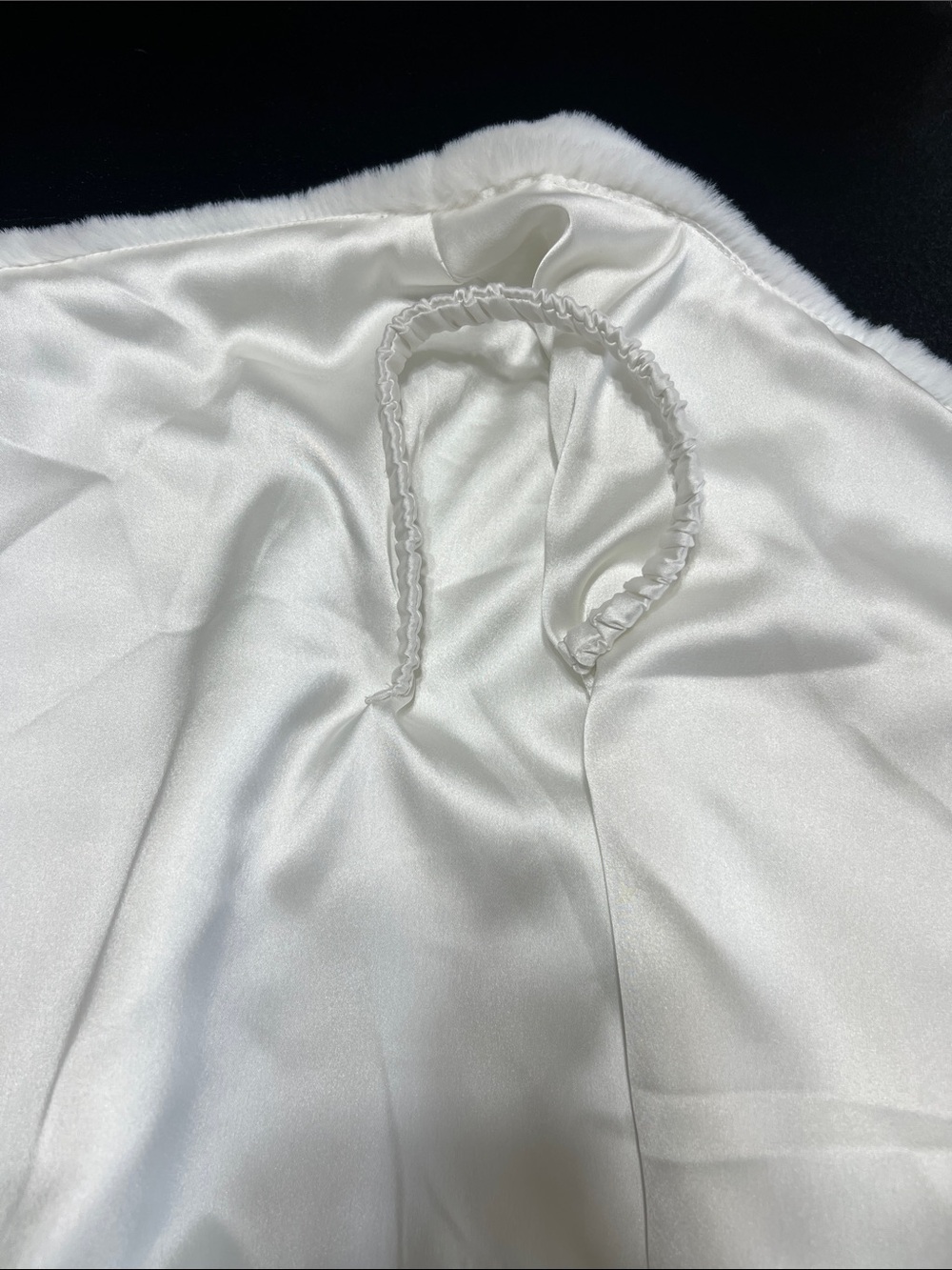 MSK White Faux Fur Wrap with Rhinestone Brooch - Picture 4 of 5